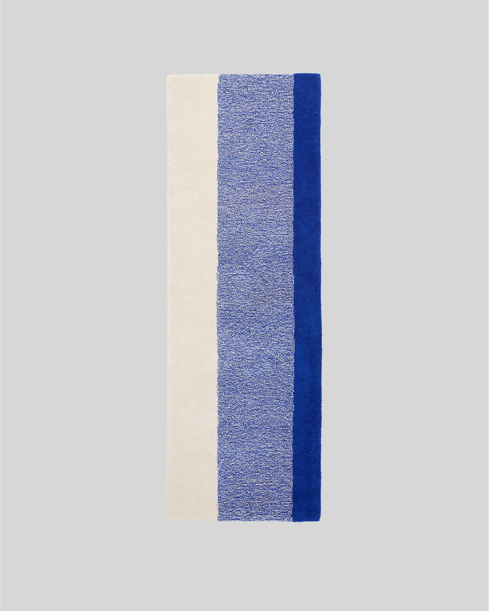 Tapis Laine Vertical Bleu Cobalt Ecru