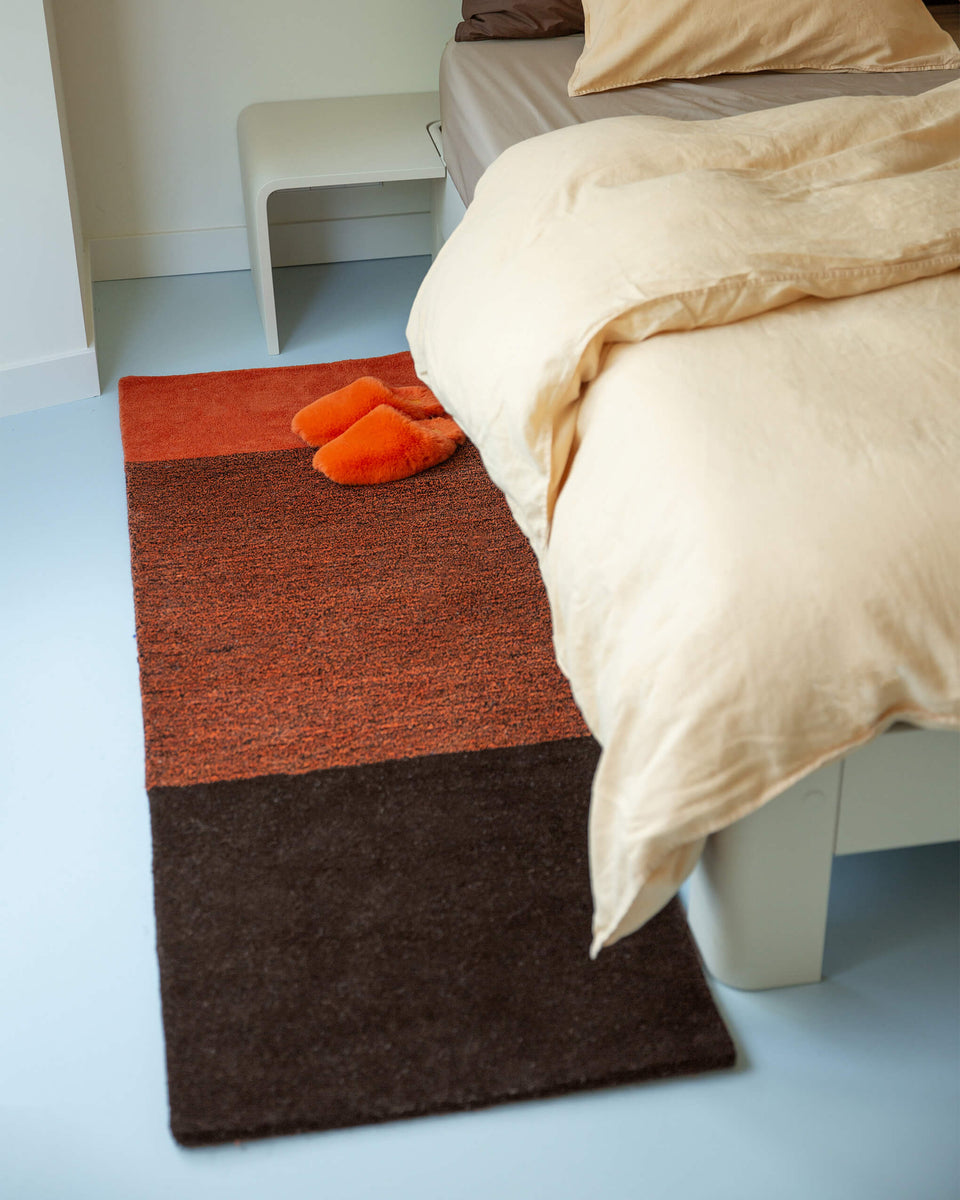 Tapis Laine Horizontal Coquelicot Orange Marron