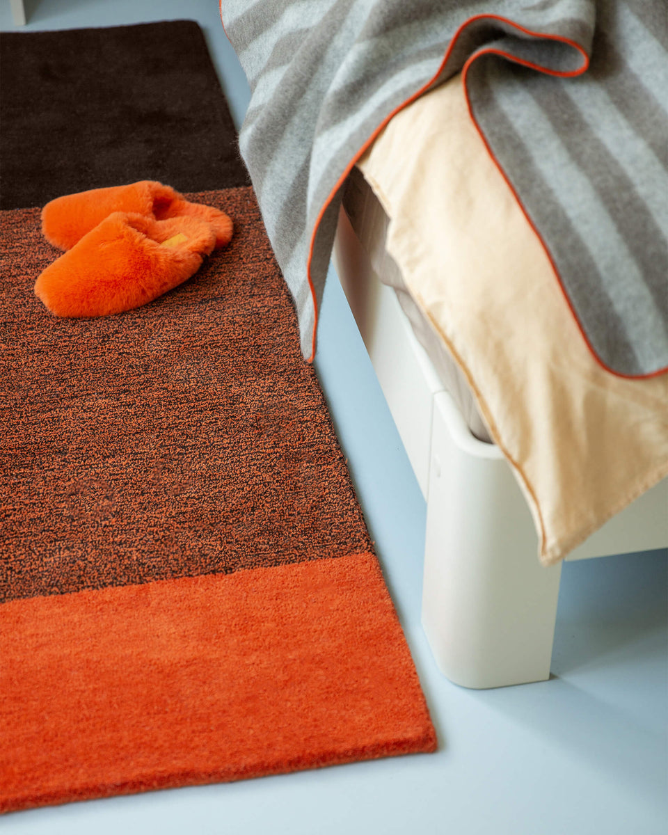 Tapis Laine Horizontal Coquelicot Orange Marron