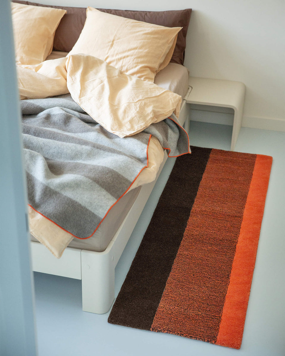 Tapis Laine Vertical Coquelicot Orange Marron